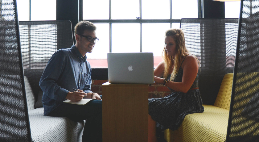 Man and women meeting in an office