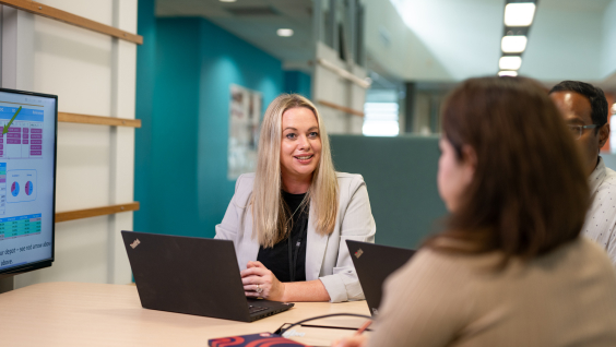 Woman running a meeting in an office